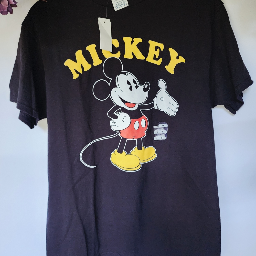 Vintage Mickey Mouse Black‎ T-Shirt Size M Adult Unisex Disney Delta Pro Weight